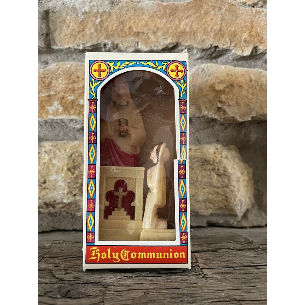 Vintage Plastic 1st Holy Communion Cake Topper Girl & Jesus Figure Original Box